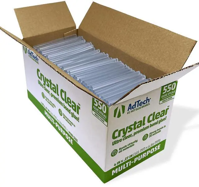 Main image of Hot Glue Sticks, 4 Inch Mini Size, Clear (550 Sticks) | Multi-Temperature, Quick Bonding for Crafting, DIY & School Projects | Fits Mini Glue Guns | Made in the USA