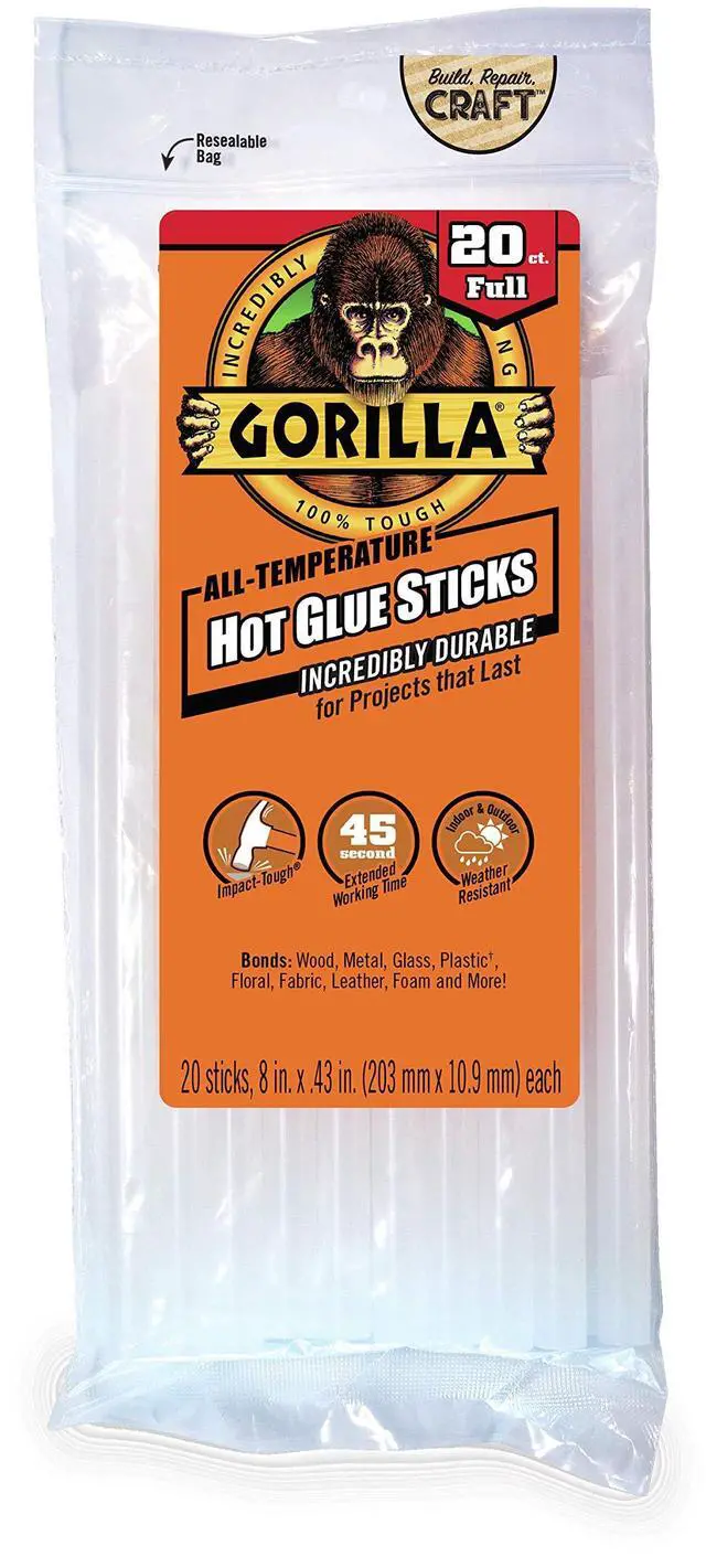 Main image of Hot Glue Sticks, Clear, Full Size, 8" x 0.43", 20 Count