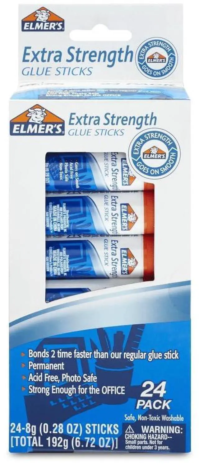 Main image of Extra Strength Glue Sticks, Washable, 8 Grams, 24 Count - Poster, Vision Board, Back to School Supplies, #1 Teacher Brand
