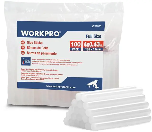 Main image of Full Size Hot Glue Sticks, 100-Pack, 0.43" x 4 Inches