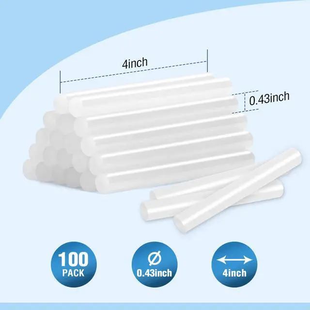 Alt view image 2 of 7 - Full Size Hot Glue Sticks, 100-Pack, 0.43" x 4 Inches