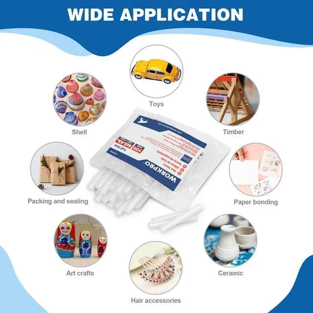 Alt view image 7 of 7 - Full Size Hot Glue Sticks, 100-Pack, 0.43" x 4 Inches