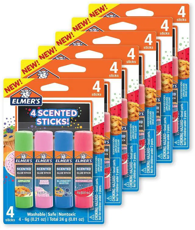 Main image of Scented Glue Sticks Washable Clear Assorted Scents 6 Grams 6 Packs of 4 (24 Total Count)