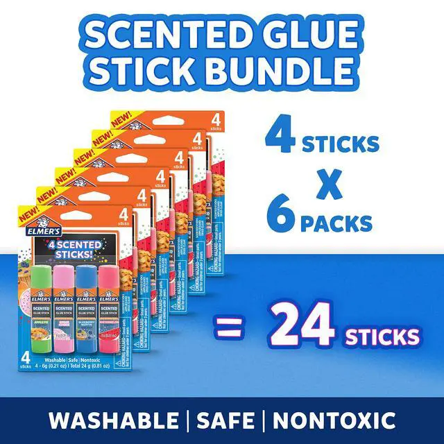 Alt view image 2 of 6 - Scented Glue Sticks Washable Clear Assorted Scents 6 Grams 6 Packs of 4 (24 Total Count)