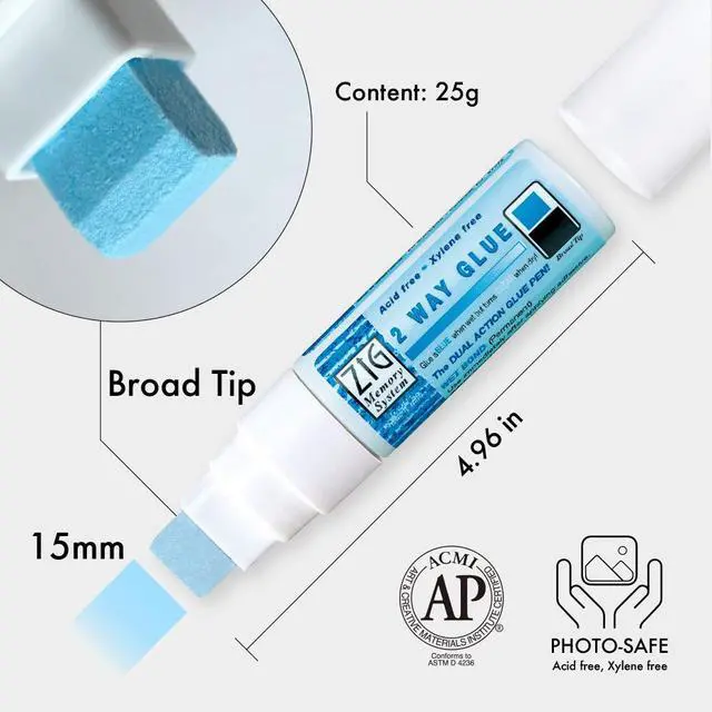 Alt view image 2 of 6 - Kuretake Zig 2 Way Glue Stick Pen, Board Tip,15mm Tip, AP-Certified, Made in Japan