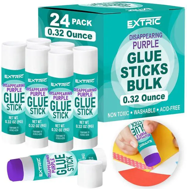 Main image of Glue Sticks Bulk Classroom 24 PK Purple Glue for Kids 0.32 OZ