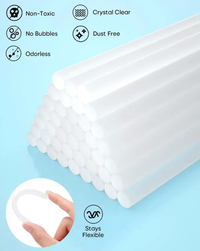 Alt view image 2 of 7 - Mini Hot Glue Sticks, 0.27 Dia x 8 Long, 100-pack Clear Hot Melt Glue Gun Sticks for All-temp Mini Glue Guns, Multipurpose for Kids Adults DIY Art Craft Sealing Repairing Festival Decoration