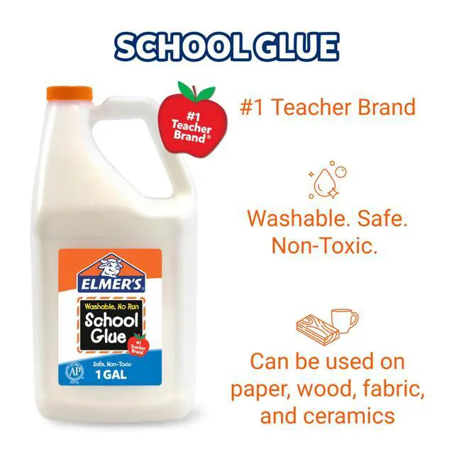 Alt view image 3 of 7 - White Liquid School Glue, 1 Gallon 2 Count, Washable, #1 Teacher Brand - Arts & Crafts, Teacher Supplies, Great for Making Slime