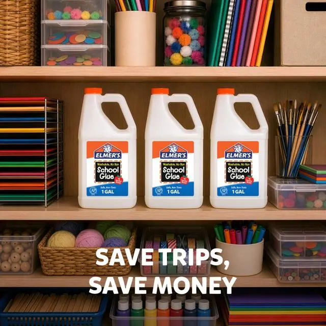 Alt view image 5 of 7 - White Liquid School Glue, 1 Gallon 2 Count, Washable, #1 Teacher Brand - Arts & Crafts, Teacher Supplies, Great for Making Slime