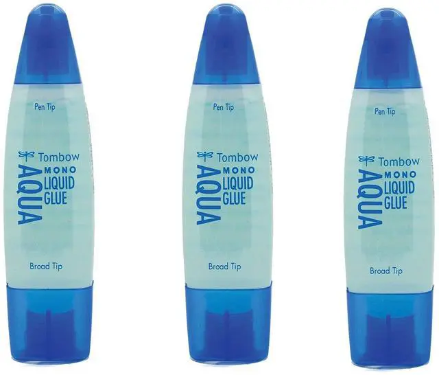 Main image of 52180 MONO Aqua Liquid Glue, 1.69 Ounce, 1-Pack. Dual Tip Dispenser for Precise to Full Coverage Application that Dries Clear. (3-Pack)