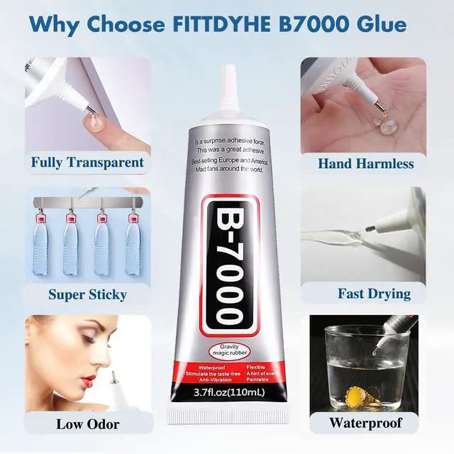 Alt view image 2 of 7 - 110 ml B7000 Adhesive for Crafts, Clear Glue with Spreaders and Dotting Pen Tool, Multipurpose for Rhinestones, Fabric, DIY, Makeup, Shoes, Jewelry Making, Nail Art