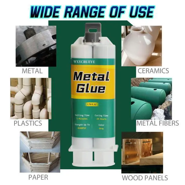 Alt view image 2 of 7 - Metal Glue Heavy Duty Waterproof, Metal to Metals Adhesive, Liquid Weld, Welding Glue, Cold Weld, Exhaust Repair kit, Weld Stainless Steel, Iron, Aluminum, Fiberglass, Plastic, 1.76 oz