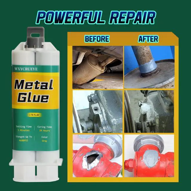Alt view image 3 of 7 - Metal Glue Heavy Duty Waterproof, Metal to Metals Adhesive, Liquid Weld, Welding Glue, Cold Weld, Exhaust Repair kit, Weld Stainless Steel, Iron, Aluminum, Fiberglass, Plastic, 1.76 oz