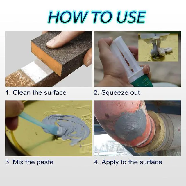Alt view image 5 of 7 - Metal Glue Heavy Duty Waterproof, Metal to Metals Adhesive, Liquid Weld, Welding Glue, Cold Weld, Exhaust Repair kit, Weld Stainless Steel, Iron, Aluminum, Fiberglass, Plastic, 1.76 oz