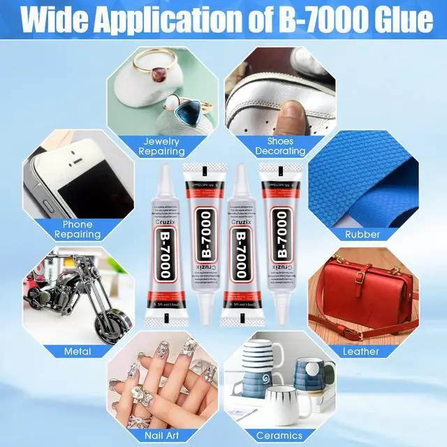 Alt view image 4 of 7 - B-7000 Glue Clear for Rhinestone Crafts, Jewelry and Bead Adhesive B7000 Semi Fluid High Viscosity Glues for Clothes Shoes Fabric Cell Phones Screen Repair Metal Stone Nail Art Glass (4x15 ml/0.5 oz)