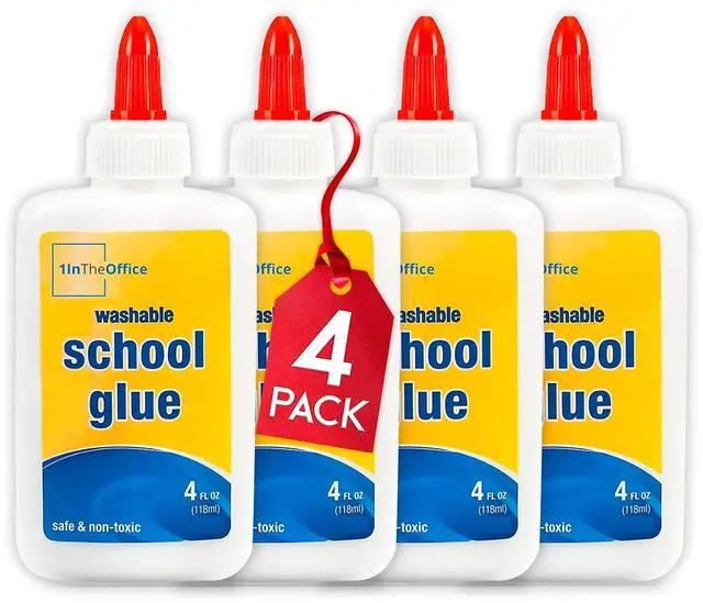 Main image of White Glue Bottles, Washable School Glue White, No-Run 4 oz. 4/Pack