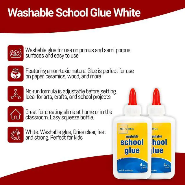 Alt view image 4 of 6 - White Glue Bottles, Washable School Glue White, No-Run 4 oz. 4/Pack