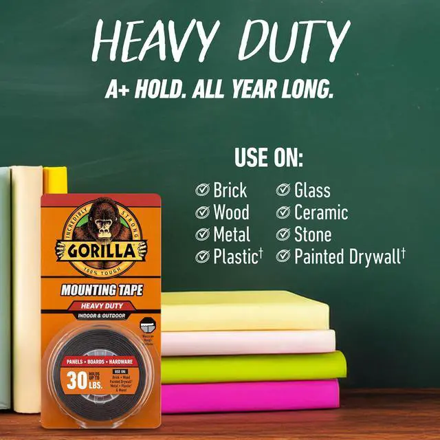 Alt view image 3 of 7 - Heavy Duty Double Sided Mounting Tape, 1" x 120" (Pack of 1) Holds up to 30lbs, Industrial Strength Adhesive for Homework Stations, Classroom Setup & Student Projects, Indoor & Outdoor