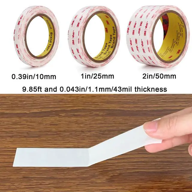 Alt view image 2 of 6 - 3M Double Sided Tape 1in X 9.85ftHeavy Duty Removable Mounting Tape, Picture Hanging Adhesive Strips