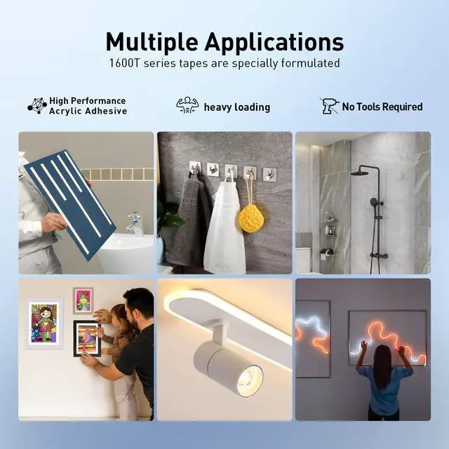 Alt view image 3 of 7 - 3M Double Sided Tape, 1/2" x 18Ft Foam Tape, 1600T, White