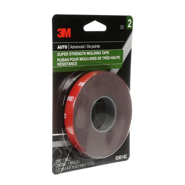 Alt view image 2 of 7 - Super-Strength Molding Tape, 1/2 in x 15 ft, High Strength Double-Sided Adhesive, Permanently Attaches Side Moldings, Trim and Emblems to Interior and Exterior of Vehicles (03614)