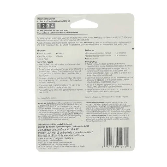 Alt view image 4 of 7 - Super-Strength Molding Tape, 1/2 in x 15 ft, High Strength Double-Sided Adhesive, Permanently Attaches Side Moldings, Trim and Emblems to Interior and Exterior of Vehicles (03614)