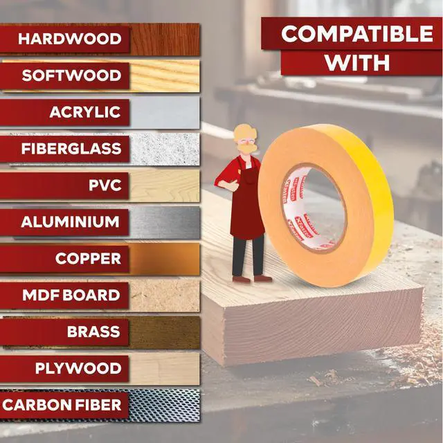 Alt view image 7 of 7 - Double Sided Woodworking Tape 2 Inch x 90 Feet, Heavy Duty Residue-Free Double Sided Masking Tape for Router Templates, High Speed CNC Router, MDF Edge Banding, and Zero Clearance and Gap Cuts
