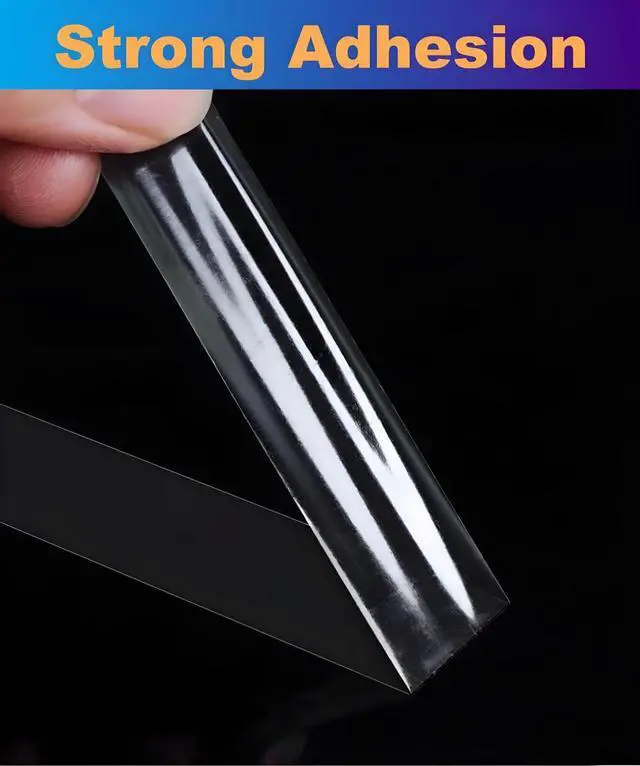Alt view image 3 of 7 - Super Thin Double Sided Adhesive Tape 1Inch x 66Feet Transparent Sticky Tape for Making DIY Crafts, Paste Photo, Scrapbook, Gift Wrap, Rug Fixed, Woodworker, Fashion Clothing, Wall Decor, Cat Training