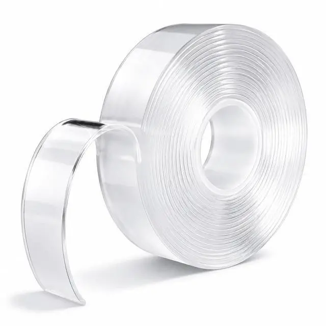 Main image of Double-Sided Tape Heavy Duty 16.5 FT x 1.18 in Clear Removable Mounting Tape for Walls, Carpet, Rugs, Posters Reusable, No-Residue, Indoor/Outdoor Nano Gel Grip