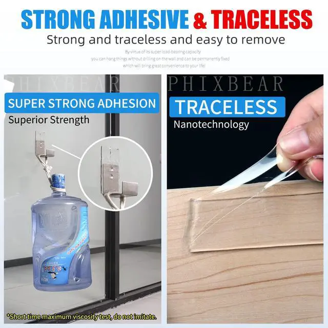Alt view image 4 of 6 - Extra Large 1.2" x 240" Super Heavy Duty Double Sided Mounting Tape, Clear & Tough Nano Strong Adhesive Tape