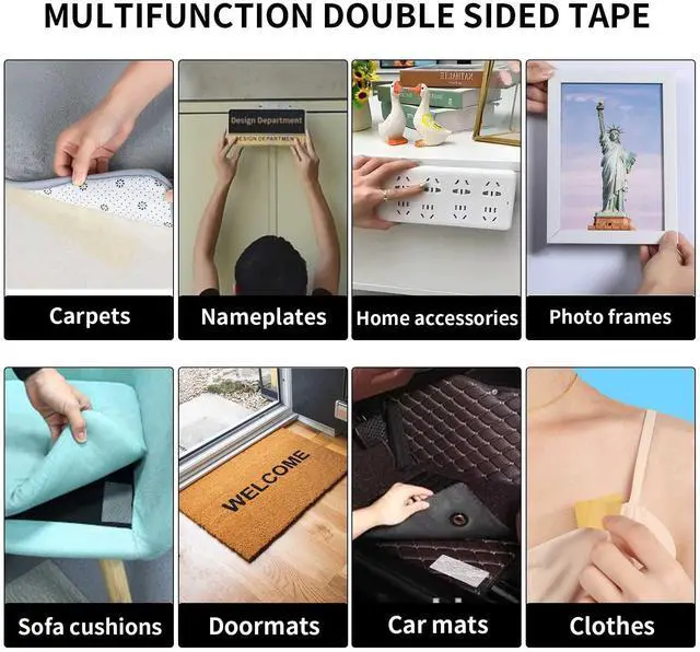 Alt view image 4 of 7 - Double Sided Fabric Tape Heavy Duty,Double Stick Carpet Tape Fabric Tape