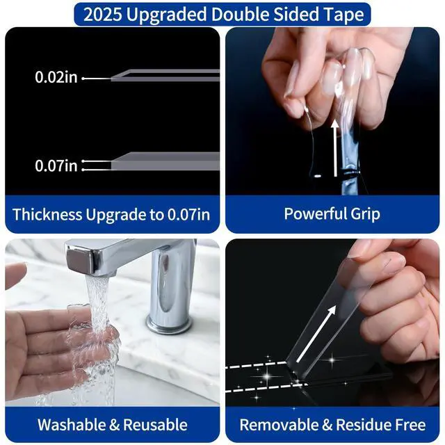 Alt view image 2 of 6 - Nano Double Sided Heavy Duty Mounting Tape 2 Rolls, 20FT Total, 120 x 1.18 Inch, Removable Washable Reusable Adhesive Tape for Wall Hanging, Home Decor, Posters, Crafts, Classroom & Office