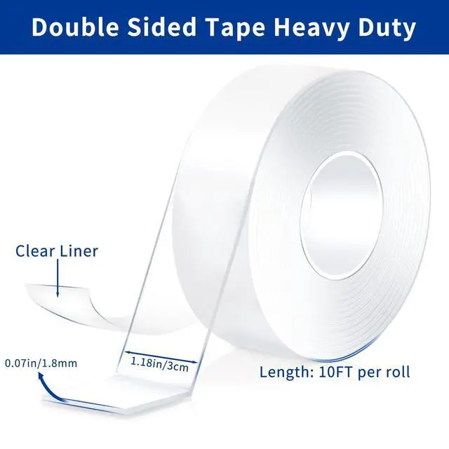 Alt view image 5 of 6 - Nano Double Sided Heavy Duty Mounting Tape 2 Rolls, 20FT Total, 120 x 1.18 Inch, Removable Washable Reusable Adhesive Tape for Wall Hanging, Home Decor, Posters, Crafts, Classroom & Office