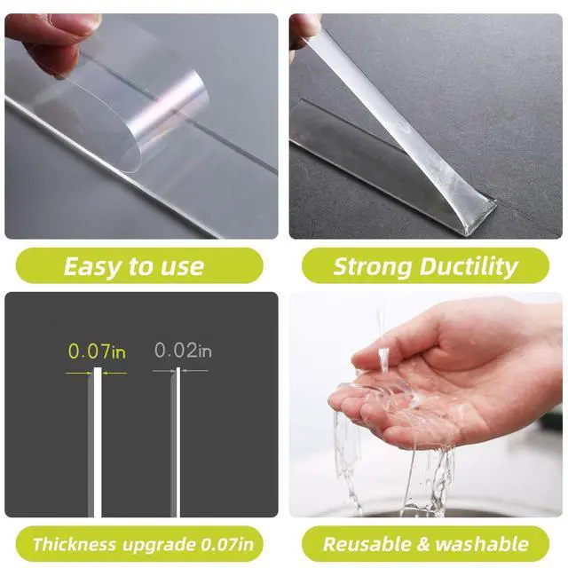 Alt view image 6 of 7 - Double Sided Tape Heavy Duty, 1.18"x120" Nano Double Sided Adhesive Tape for Walls, Removable Double Stick Tape, Picture Hanging Strips (10 Feet)