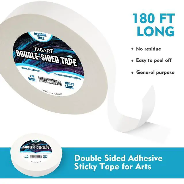 Alt view image 2 of 7 - Ultra-Thin Permanent Double-Sided Tape - Double Sided Adhesive Sticky Tape for Arts, Crafts, Photography, Scrapbooking, Tear-by-Hand - Acid Free 1 Inch Wide 180FT Long