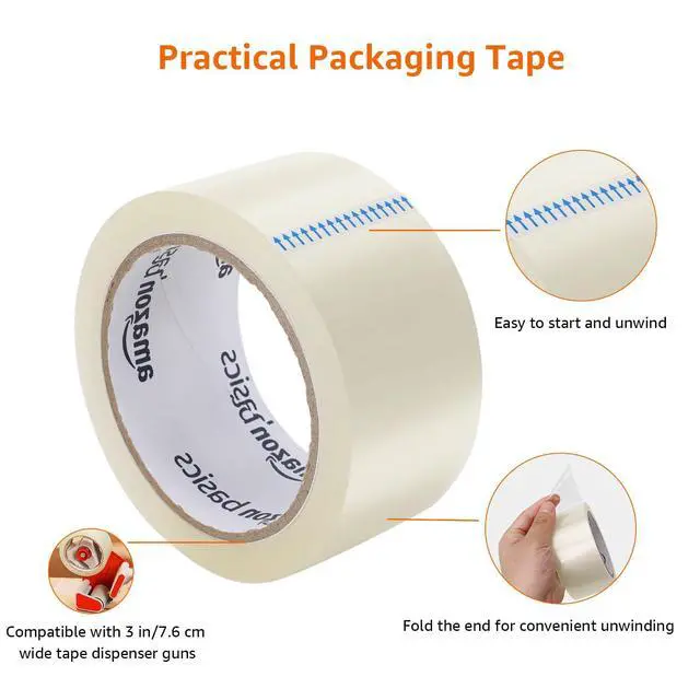 Alt view image 3 of 4 - Shipping Packing Tape for Packaging, Moving and Storing, Clear, 1.88 in x 72.2 yards, 1.8mil Thickness, 12-Roll
