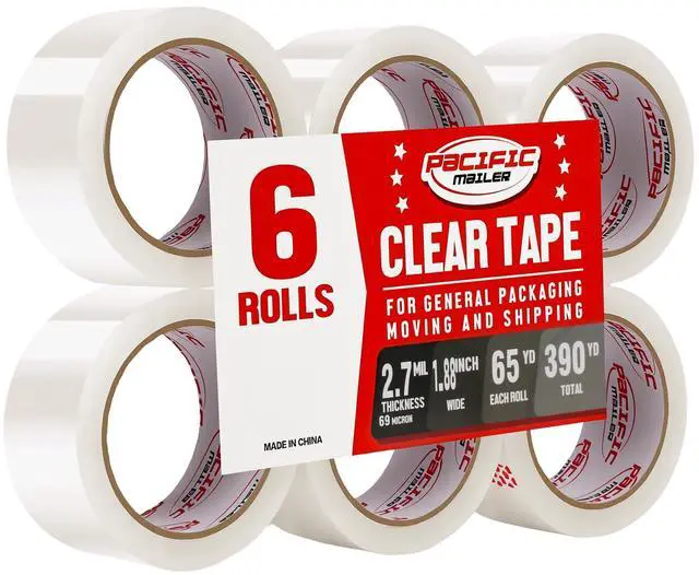 Main image of Clear Packing Tape, 1.88" x 65 Yards, 2.7 Mil, 6 Rolls Clear