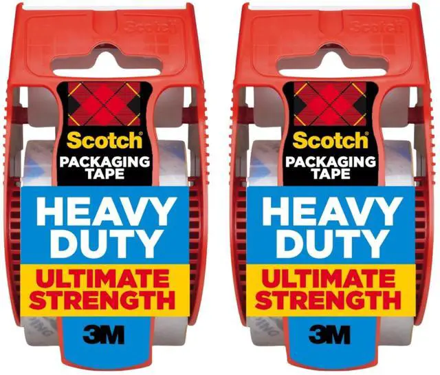 Main image of Scotch Heavy Duty Shipping Packaging Tape, Clear, Split-Resistant, 1.88 in x 27.7 yd per Roll (1000 inch), 2 Rolls, 2 Dispensers (2000 inches Total)
