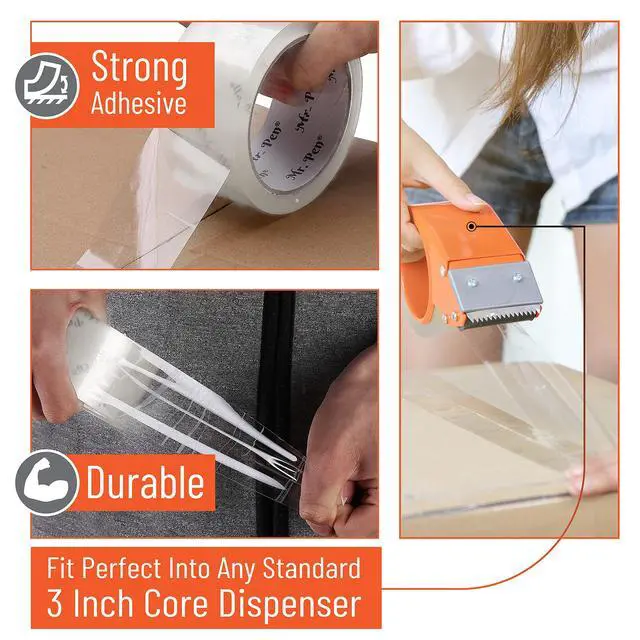 Alt view image 3 of 7 - Packing Tape, 4 Pack, 2 Inch Wide, 60 Yards, Clear