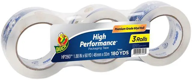 Main image of High Performance Clear Packing Tape Refills - 3 Rolls of HP260 Strong Packaging Tape for Shipping, Moving, Mailing & Storage Boxes - 3" Core, 1.88 Inch x 60 Yards, Clear (655074)