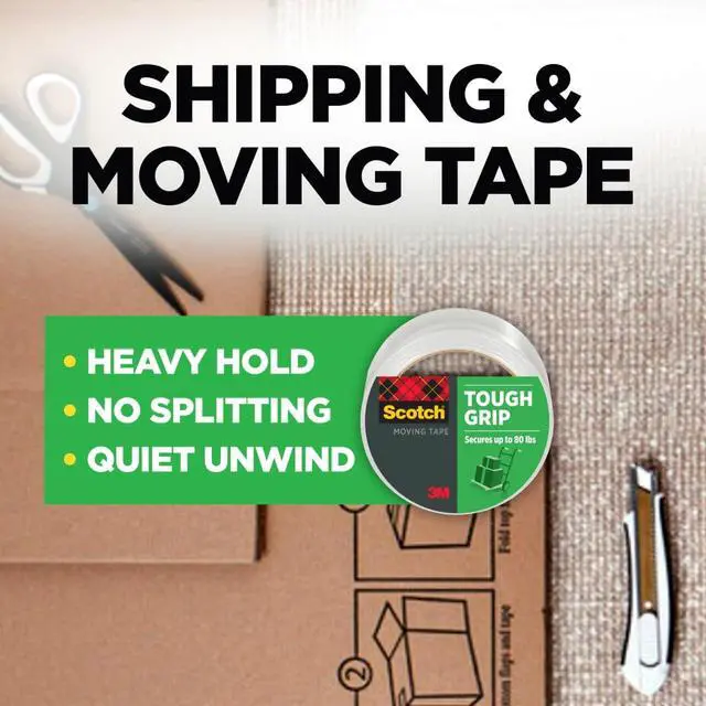 Alt view image 2 of 7 - Tough Grip Moving Packing Tape, Clear, 1.88 in. x 38.2 yd.