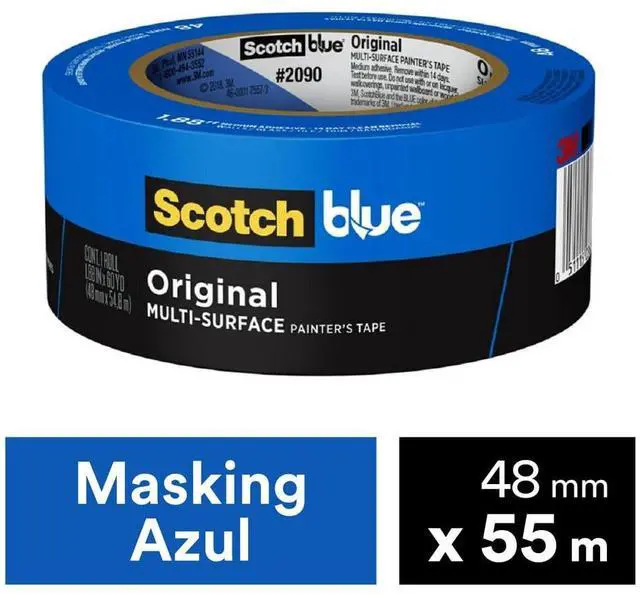 Alt view image 2 of 6 - Original Multi-Surface Painters Tape, 2 Inch Wide (1.88 in. x 60 Yds), 1 Roll Blue Paint Tape Protects Surfaces & Removes Easily, Masking Tape for Indoor and Outdoor Use (2090-48NC)