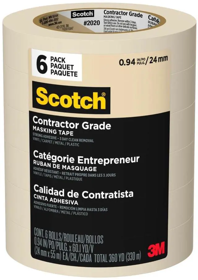 Main image of Contractor Grade Masking Tape 1 Inch Wide, 6 Rolls
