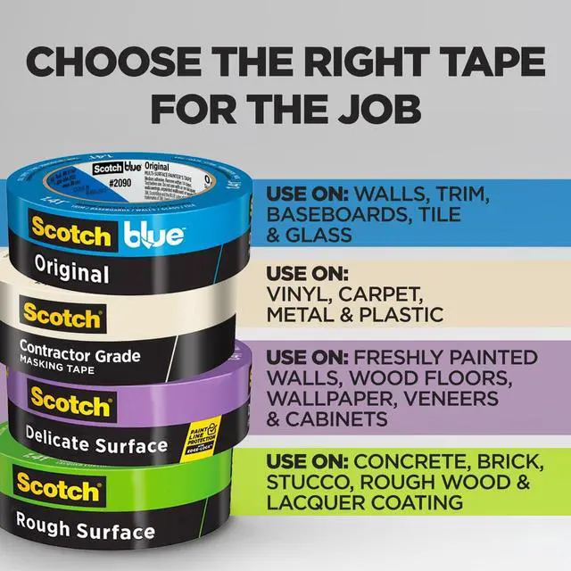 Alt view image 3 of 7 - Painter's Tape Contractor Grade Masking Tape, 3 Rolls, 1.88 in x 60.1 yd, Holds to Surfaces For Up to 3 days, Removes Easily Without Leaving Sticky Residue, Interior & Exterior Use (2020-48EP3)