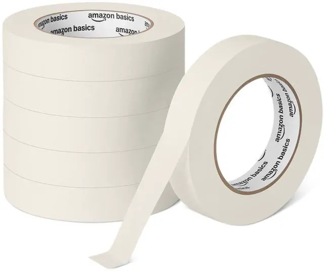 Main image of Masking Tape, Hand-Tearable Painters Tape, Rubber Adhesive, 0.94 Inch x 60 Yard, Beige, 6 Rolls
