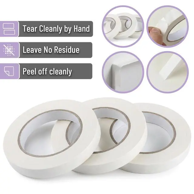 Alt view image 4 of 7 - Masking Tape, 0.6 inch, 3 Pack, 3 x 55 Yards, Beige