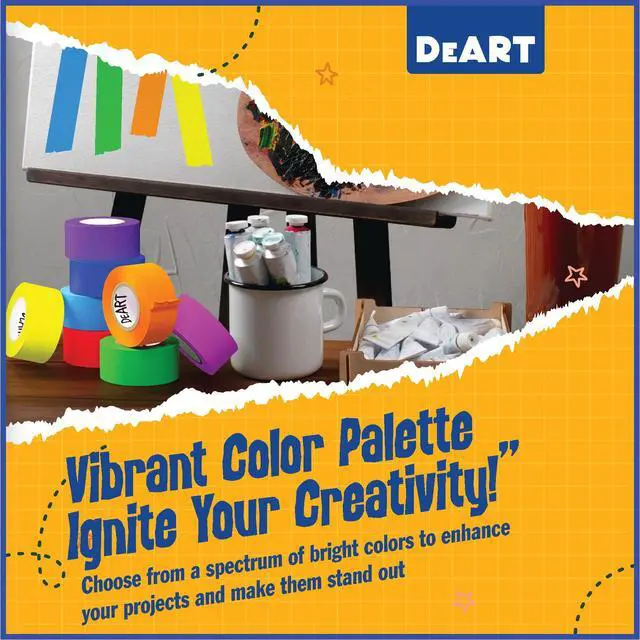 Alt view image 4 of 7 - Colored Masking Tape Painters Tape 12 or 8 Pack 1 inch or 0.6 Inches Kids Arts Craft Supplies Coding Whiteboard Dry Erase Board Tape Thin Paper Tape Paint Tape No Residue Easy Removal DIY Crafts Arts