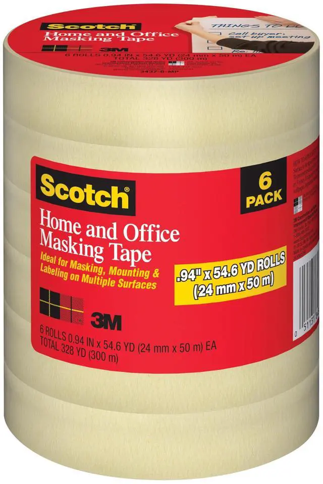 Main image of Home & Office Masking Tape 1 Inch Wide, 6 Rolls