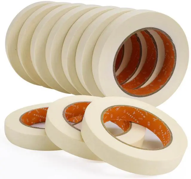 Main image of Masking Tape Bulk 10 Packs 0.75 Inch for General Purpose White Beige 55 Yds