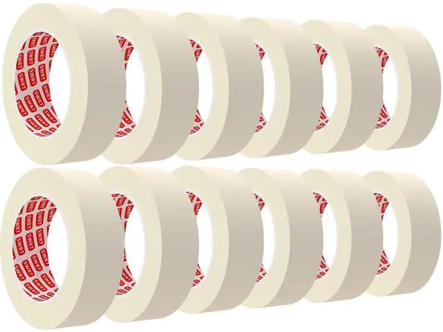 Main image of Masking Tape 1 Inch Wide x 55 Yds, 12 Rolls, White Painters Tape